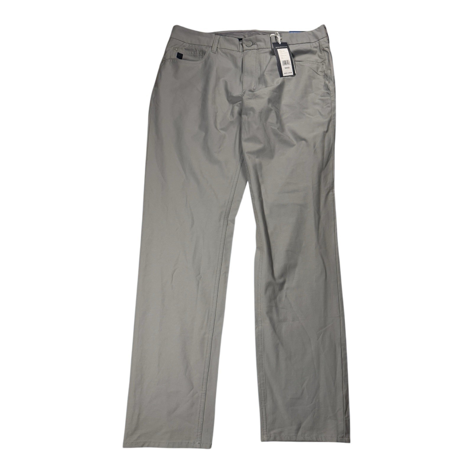 Vineyard Vines On-The-Go 5 Pocket Pant 35x32 Light Grey Stretch Mens