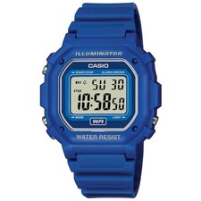 Casio Unisex Watch Chronograph Digital Dial Blue Resin Strap Alarm F108WH-2A