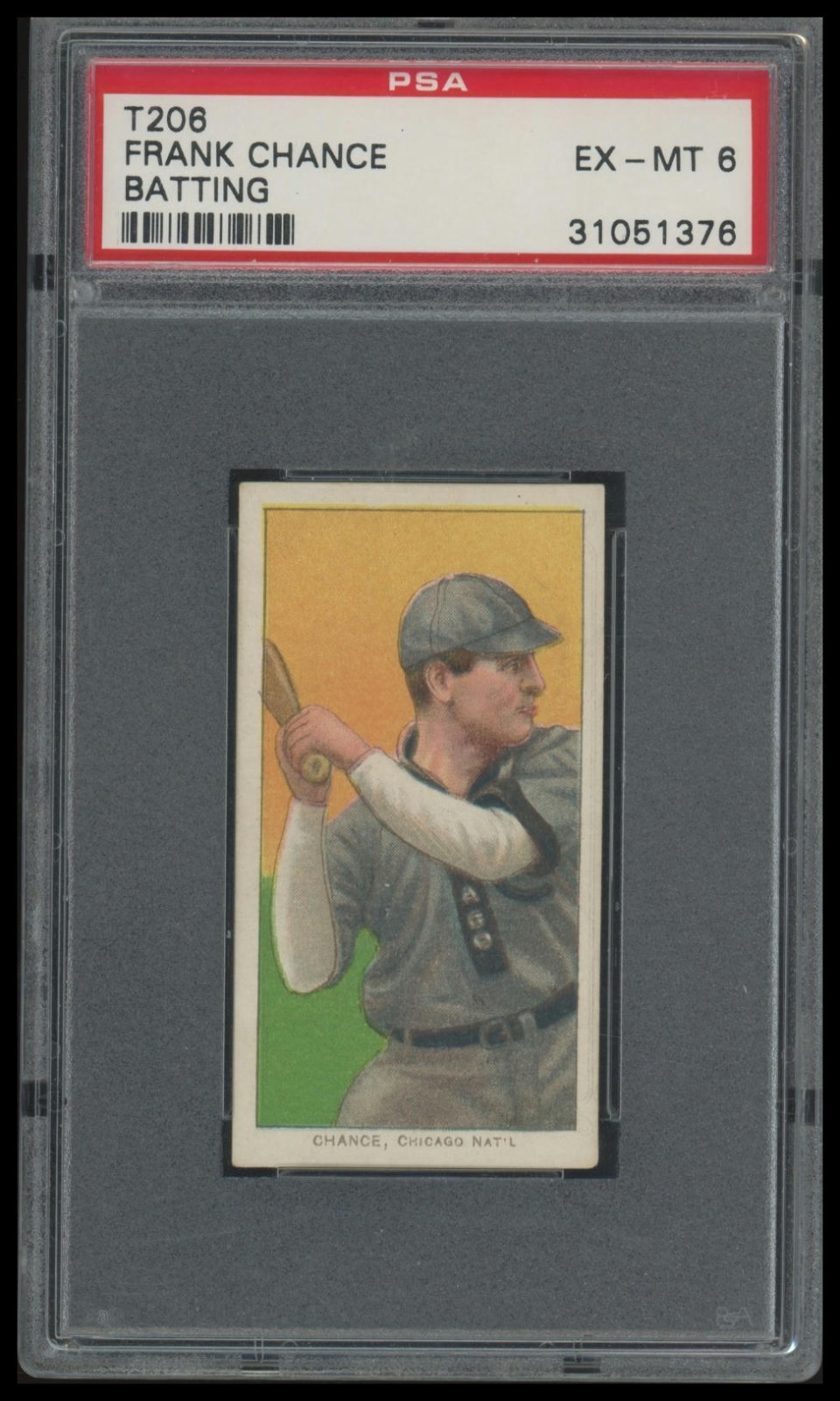 1909-11 T206 Frank Chance Batting HOF, PSA 6 Old Mill