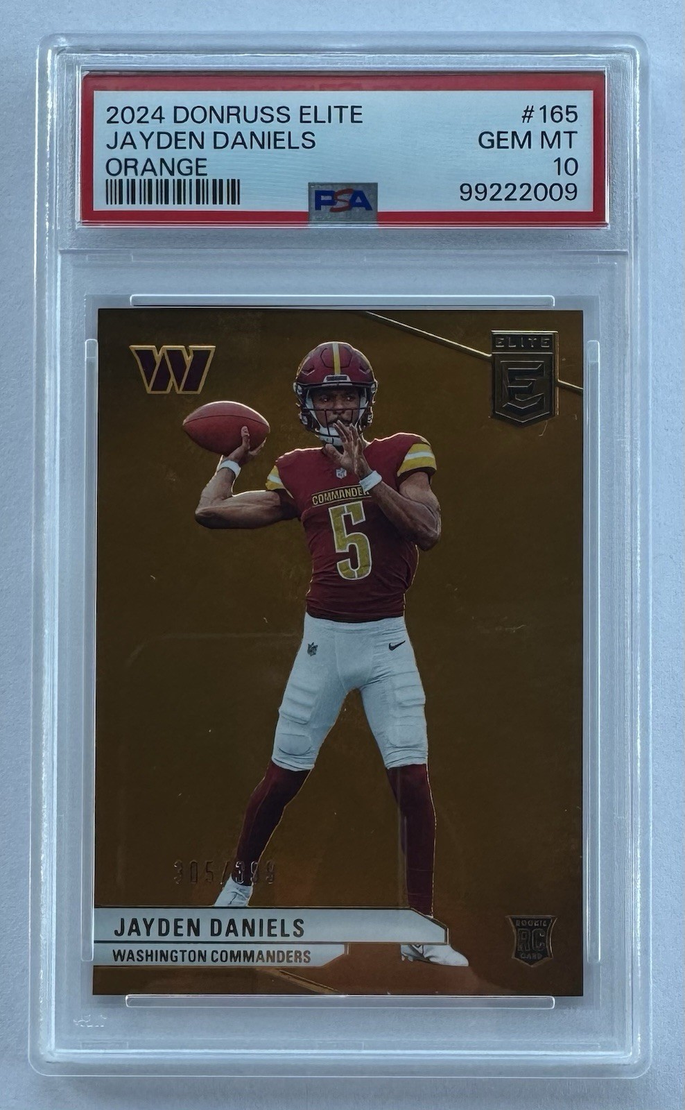 2024 Panini Donruss Elite Jayden Daniels RC #165 Orange /399 PSA 10