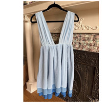 Ganni Blue Mini Party Dress Sleeveless V-Neck Lined Chiffon 36 / S