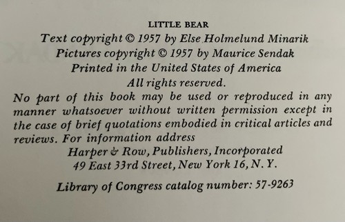 (3) Little Bear Books -Else Holmelund Minarik -Maurice Sendak- 1st Ed 1957-1961 - Picture 4 of 16