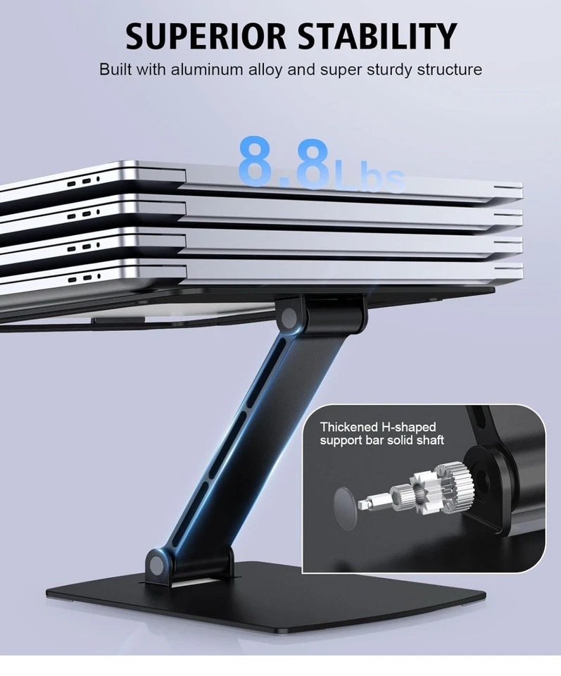 Portable Laptop Riser Stand Ergonomic MacBook Aluminum Holder 10-16 Inch Laptops - Image 4 of 4