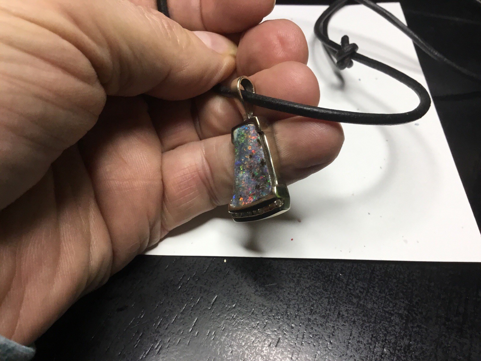 Authentic Large Custom Made Boulder Opal/diamonds… - image 9