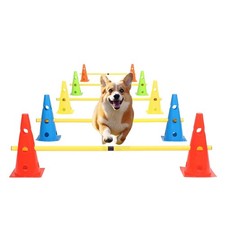 Dog Jump Agility Training Set Puppy Agility Training Hurdle 10 Cones  5 Pole...