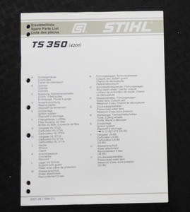Echte STIHL TS 350 (4201) Beton-Trennsäge Ersatzteile Liste Katalog Anleitung NM