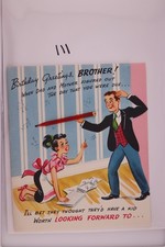 Vintage 1950s Birthday Card Brother Humorous Math Theme Used