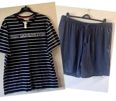 M&S Mens Pyjamas 'Best Grandpa' T-shirt Shorts Pyjama Loungewear