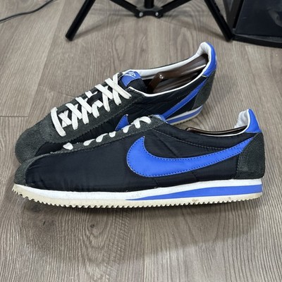 Nike 2008 Cortez Nylon Sneakers Men s Size 11.5 Black W/ Blue Swoosh