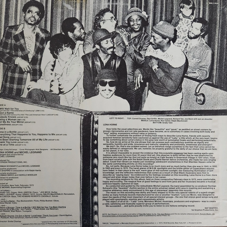 Lena Horne & Michel Legrand Lena & Michel 1975 RCA Victor BGL1-1026 Vinyl LP NM - Image 2 of 4