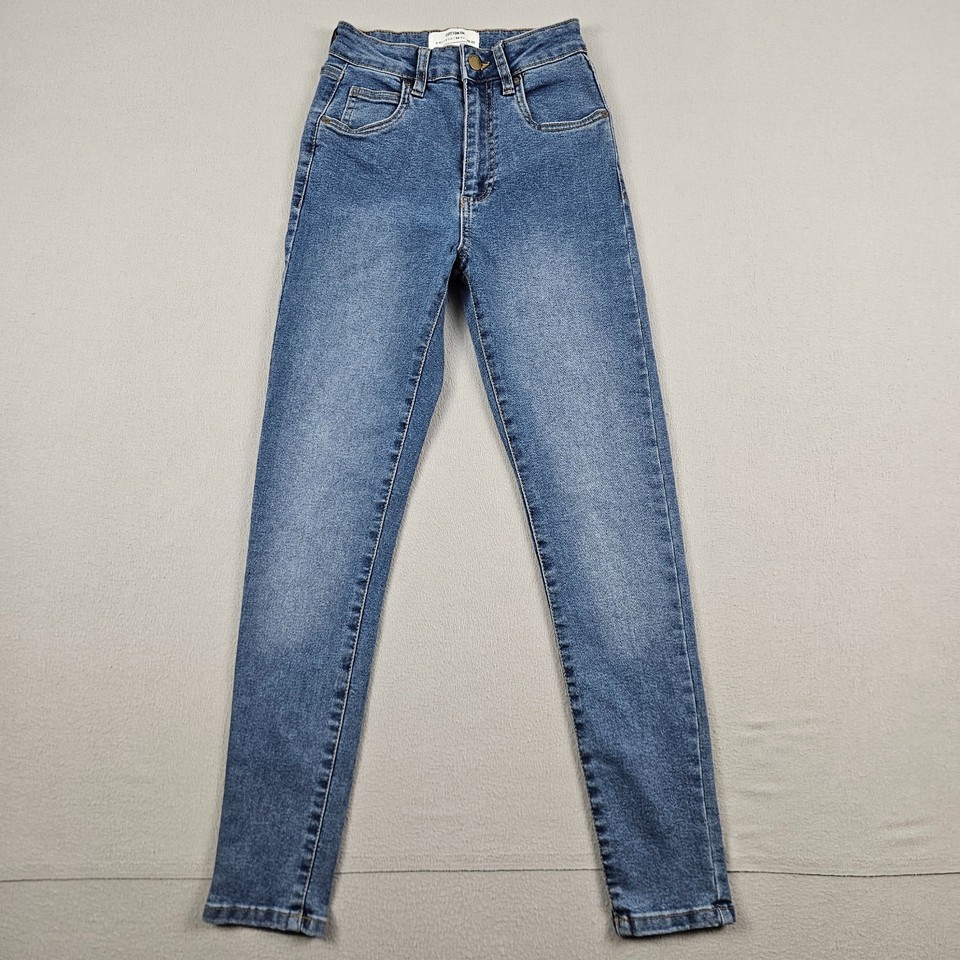 Cotton On Womens Jeans Size 6 W22 Blue Zip Fly High Cropped SkinnyDenim