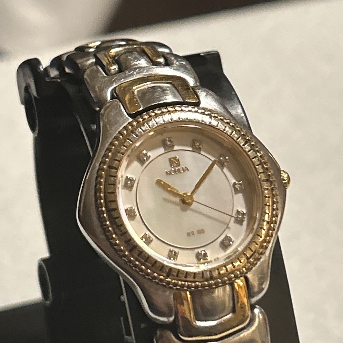 Noblia 18k Yellow Gold PLATED And Diamond Wrist Watch With Mother
