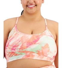 Plus Size Low-Impact Printed Sports Bra Pink Shock 1X