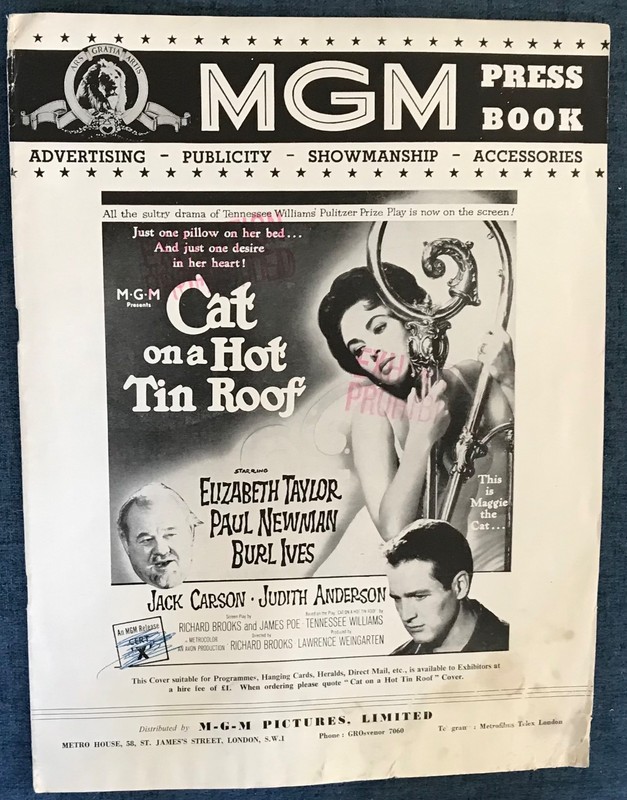 Cat on a Hot Tin Roof UK Pressbook Elizabeth Taylor!