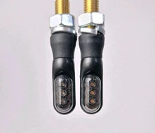 2x LED Miniblinker, universal schwarz + getönt, E-geprüft, 12V Blinker