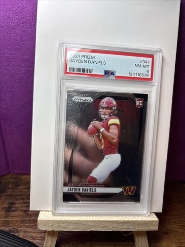 2024 Panini Prizm JAYDEN DANIELS Base Rookie #347 PSA 9 Mint (RC)!