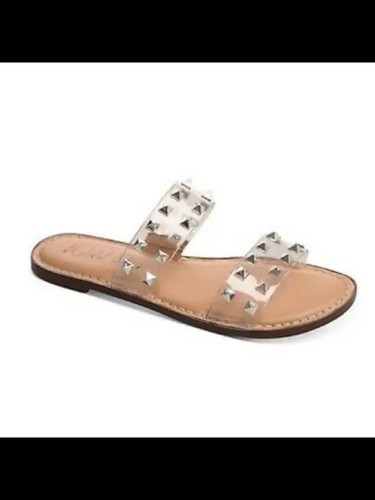 WILD PAIR Womens Brown Double Band Ginniev Round Toe Slip On Slide Sandals 7.5 M