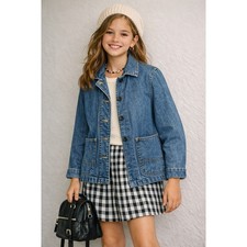 GAP Denim Jacket Girls XL 12 Blue Y2K Preppy Classic School Minimalist Academia