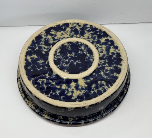 10.5" Vintage Bennington Potters Blue Agate Round Baking Dish Vermont - Picture 5 of 9