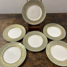 JOBLOT x 6  Green R Worcester Balmoral 1966 Bone China Bread and Butter Plates