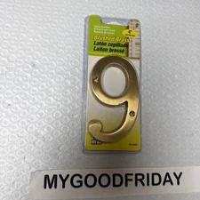 Hy-Ko Address House# Polished Brass 4" Number 9