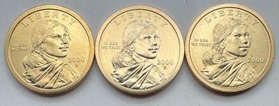 2000 P x 3 Sacagawea BU Native American Dollar - $1 - UNC - Ships Free