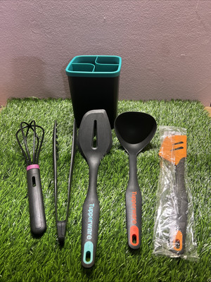NEW Tupperware Kitchen Utensil Prep Tools 5 PC Starter SET w/Holder Caddy