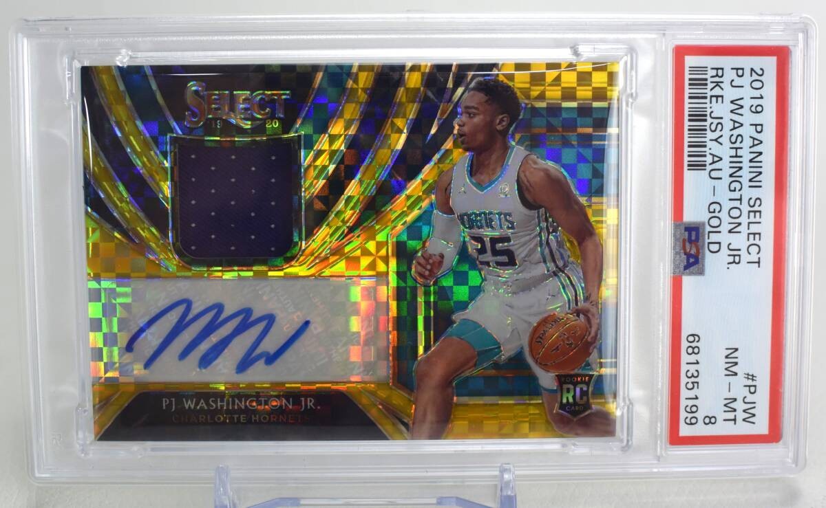 2019 Panini Select Gold Prizm Rookie Patch Auto 10 10 PJ Washington RPA Dallas