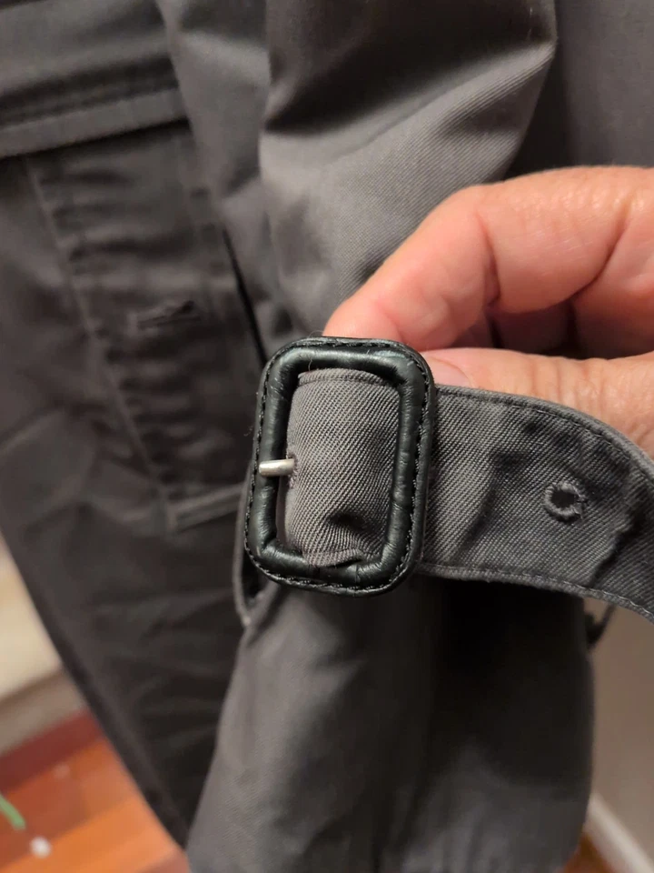 Burberry винтажный Тренч армия зеленый, двубортный, подпоясанный XL шерстяная подкладка - Изображение 4 из 4