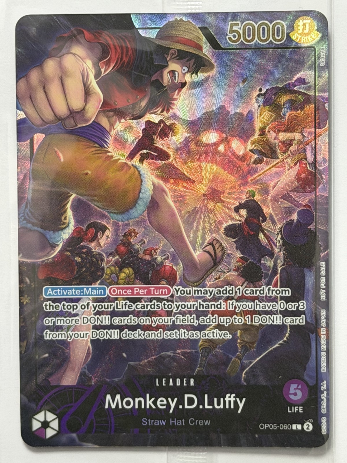 One Piece Monkey D Luffy Leader Foil OP05-060 Promo PSA Magazine