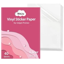 Printable Transparent Sticker Paper - 8.5" X 11" Blank Custom Label Sticker S...