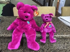 2 - Ty Beanie Baby Millenium Bear Purple 2000s Y2K Plush - Big And Small