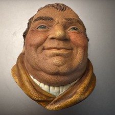 Máscara de cabeza Friar Tuck Legend Products 1981 firmada por Inglaterra F Wright Chalkware
