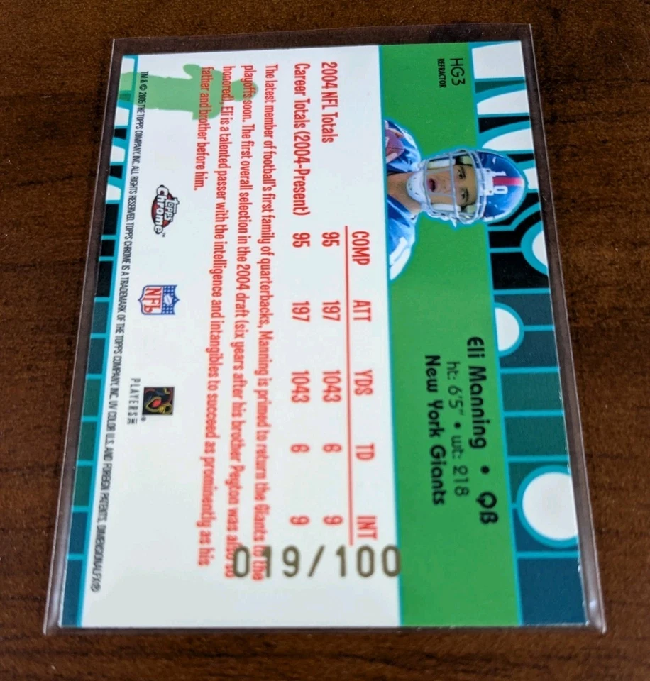2005 Topps Chrome Refractor Eli Manning /100 Hidden Gold Anniversary 🔥 #HG3 - Image 4 of 4