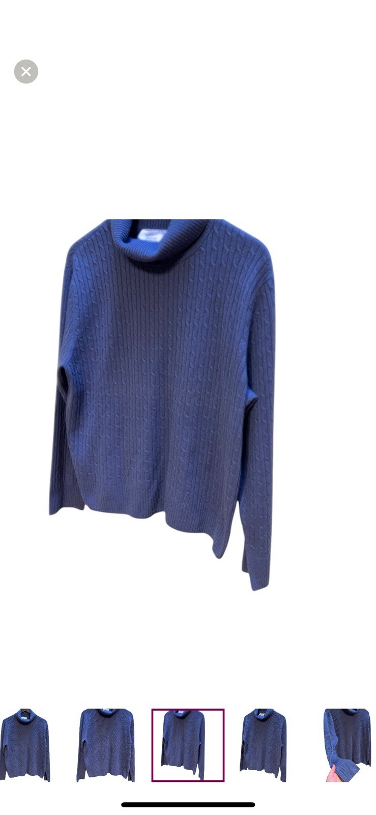 Pendleton Blue Cable-Knit Cashmere Pullover Turtl… - image 4