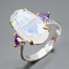 Jewelry gem Natural Moonstone Ring 925 Sterling Silver Size 8 /R470319