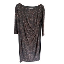 NWT Jones New York Side Ruched Sheath Dress Work Career Black Brown Womens 12