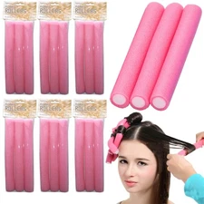 18 Jumbo Hair Rollers Perm Rods Flexi Curlers Soft Foam Curls Tool Salon Styling