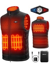 Heated Vest for Men with 9V 16000mAh Battery Pack Charger Large Black