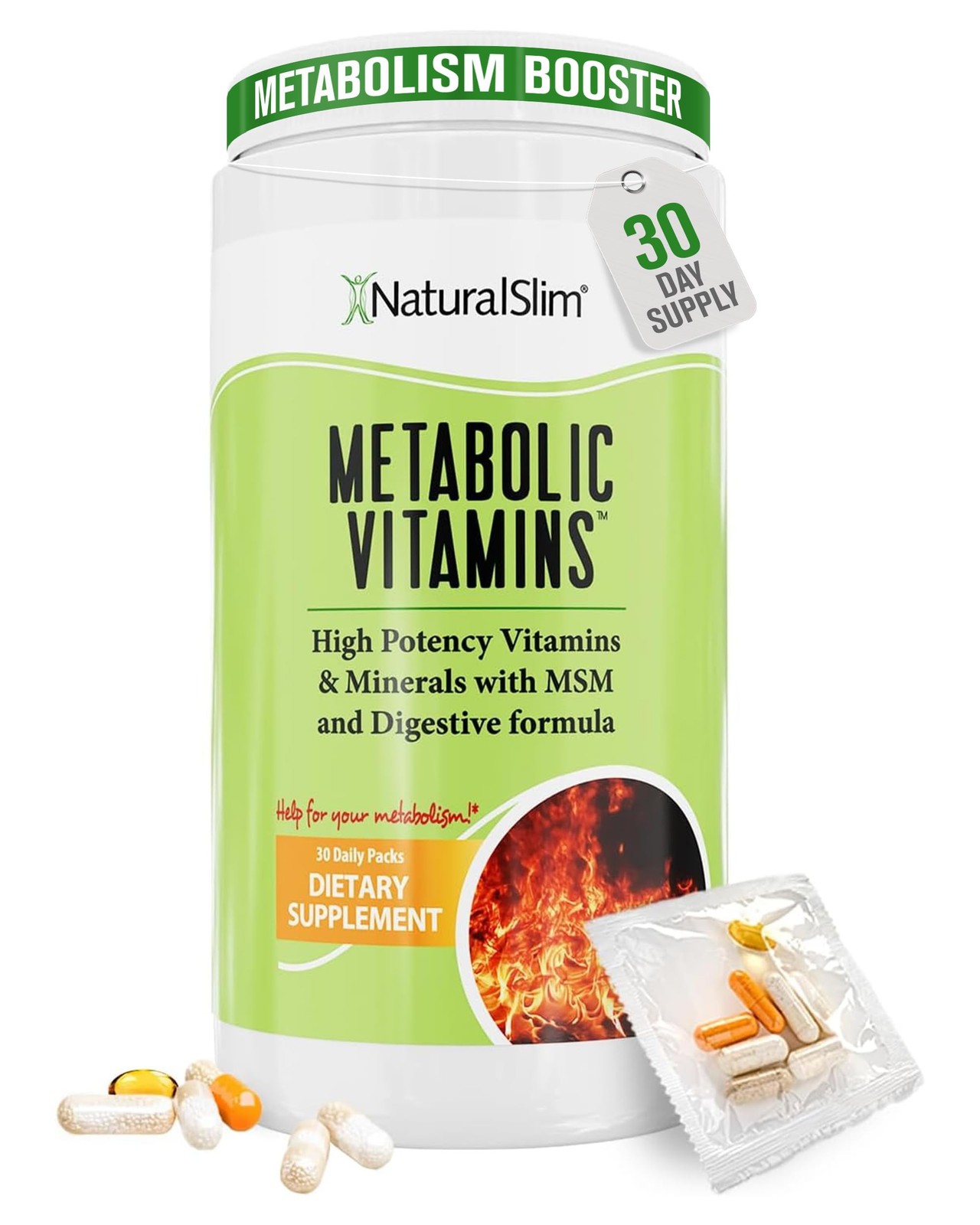 NaturalSlim Metabolic Vitamins - Energy & Metabolism Support, 30 Daily Packs