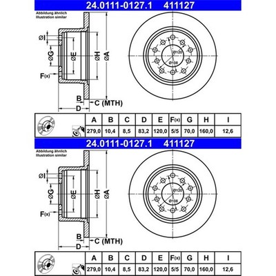 2x ATE BREMSSCHEIBEN 279,0mm VOLL HINTEN passend für OPEL MONZA SENATOR |