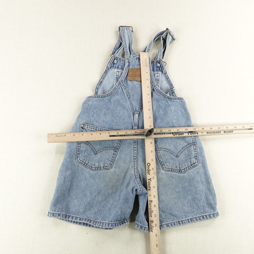 Vintage Levis Overalls Kids Small Blue Jean Shorts 90s Bib Made In USA Youth - Picture 10 of 15