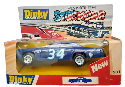 Dinky Die Cast Toys Plymouth Stockcar #201 Blue Grand Fury NIP VINTAGE