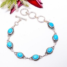Magnesite Turquoise 925 Sterling Silver Adjustable Bracelet 8.99" B83434