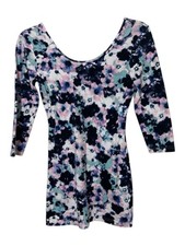 Decree Floral Bodycon Mini Dress 3/4 Sleeve Scoop Back Size Small