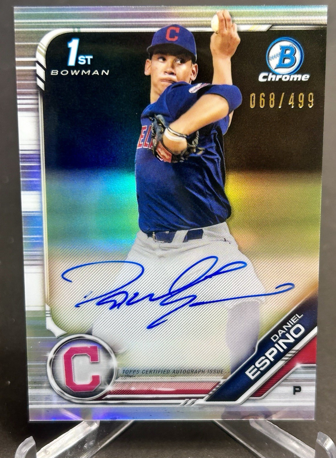 2019 Bowman Chrome 1st Auto Daniel Espino Refractor /499 #CDA-DE Guardians