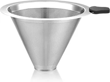 Pour Over Coffee Dripper, Fine Mesh Double Layer Stainless Steel Coffee Filter, 