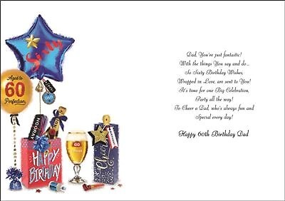 Jonny Javelin Dad 60th Birthday Card - Presents Balloons Silver Foil 9x6.25" - Picture 2 of 2