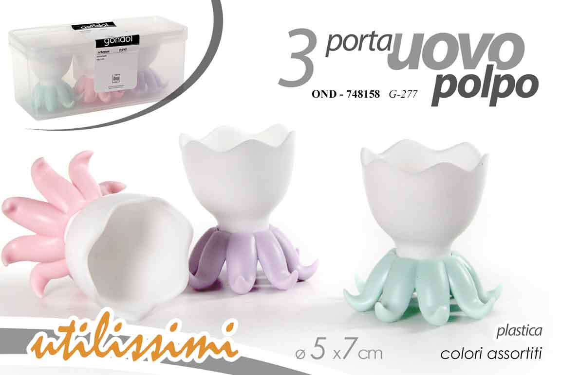 SET 3 PORTA UOVA IN PLASTICA PORTA UOVO POLPO 5*7 CM 3...