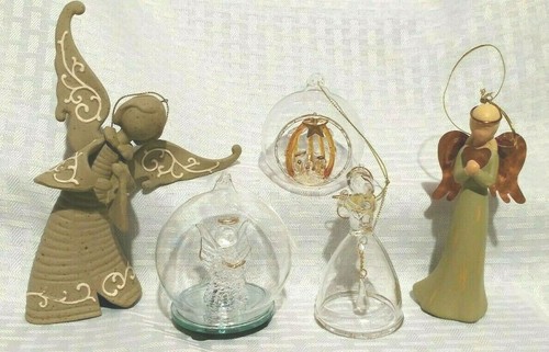 Angel themed Christmas Ornaments - Glass Lot of 5